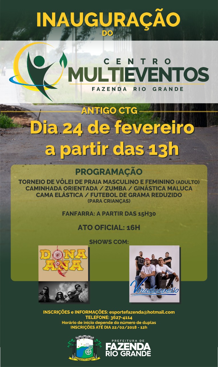 Traga sua família para a inauguração do Centro Multieventos de Fazenda Rio Grande Traga sua família para a inauguração do Centro Multieventos de Fazenda Rio Grande
